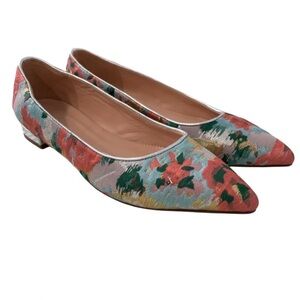 J Crew Moroccan Brocade Slip On Flats m Pointed Toe Multicolor Metallic Boho